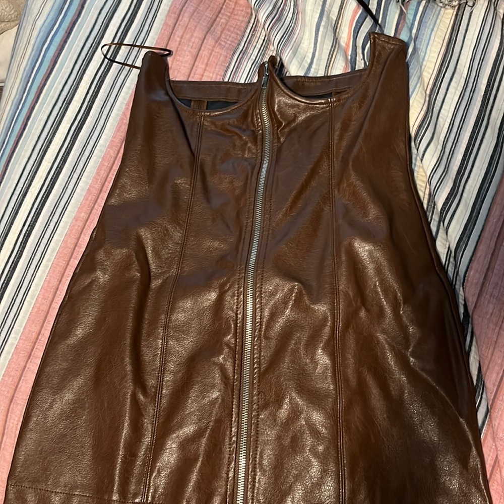 Le Lis brown leather corset dress